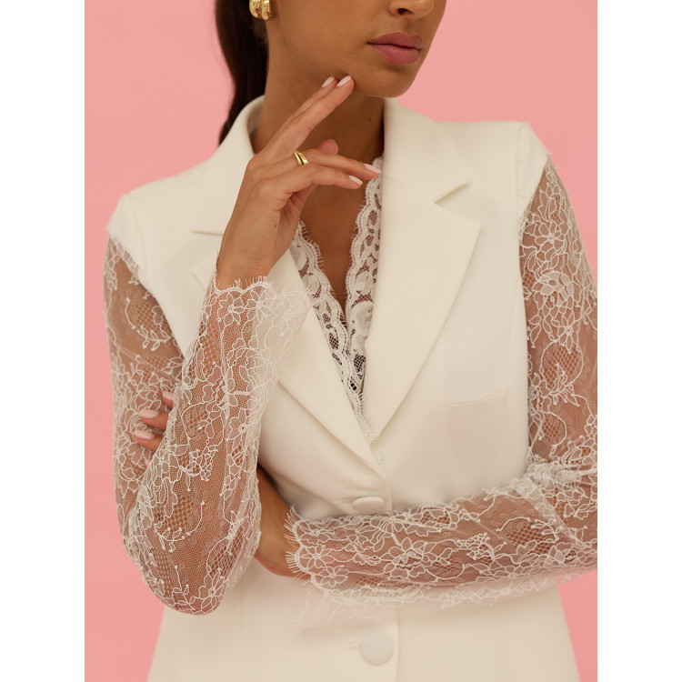 Blazer com mangas de Renda