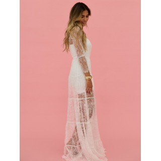 Vestido comprido em renda