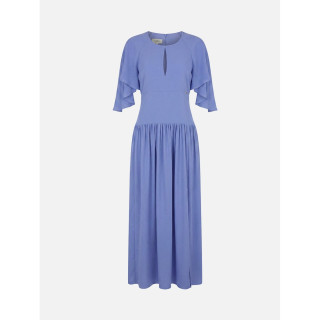 Vestido comprido com lágrima e manga aberta
