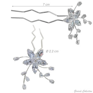 Gancho de Cabelo em U com Flor de Zircónias
