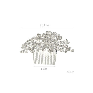 Pente-Travessão Decorativo com Strass e Flores Cristal