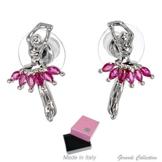 Brincos de Bailarina com Zircónias Fuchsia