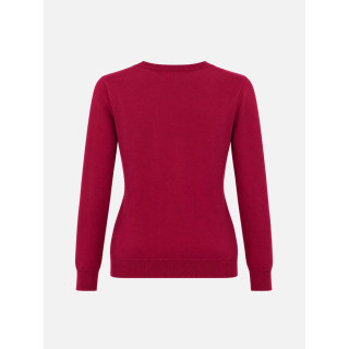 Camisola de malha com decote V com logo metálico