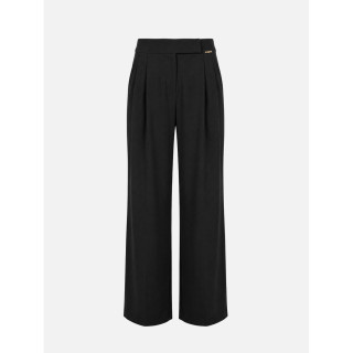 Calça lisa wide leg com pregas