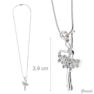 Colar em Metal com Pendente de Bailarina em Strass