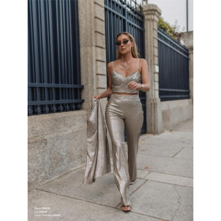 Top alças finas lurex brilhante