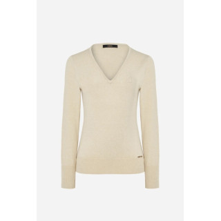 Camisola decote em V com detalhe de bordado